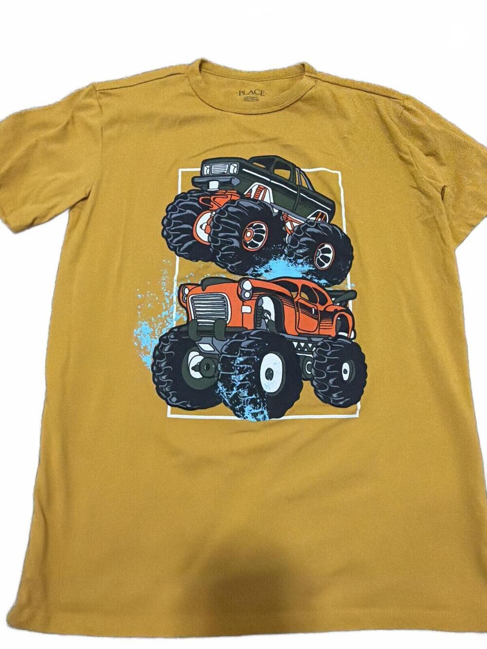 Children's Place Boys Mustard Monster Truck Graphic Tee XXL